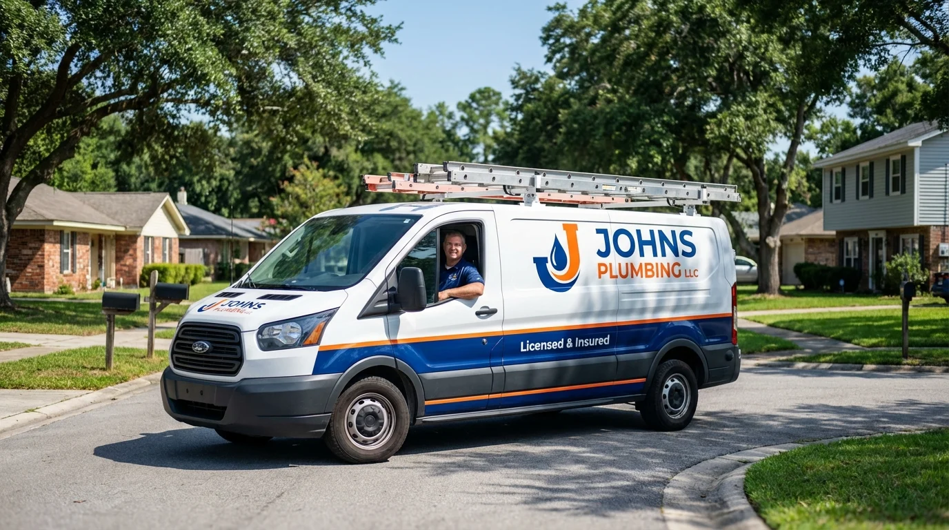 Johns Plumbing LLC service van in Bloomfield Hills, MI
