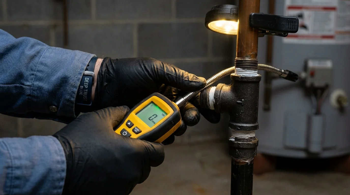 Gas leak detection with electronic sniffer by Johns Plumbing LLC in Bloomfield Hills