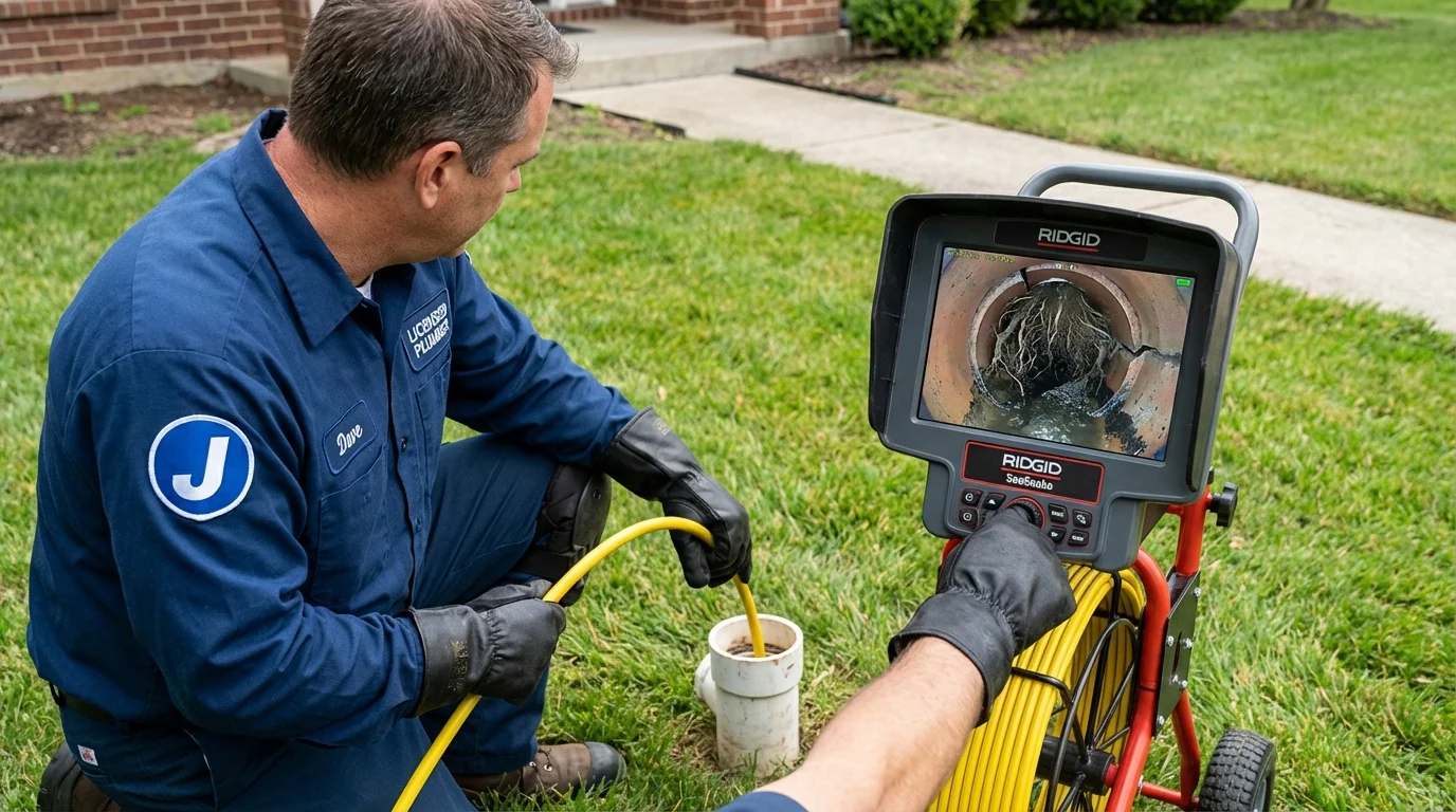 Sewer camera inspection being performed by Johns Plumbing LLC in Bloomfield Hills
