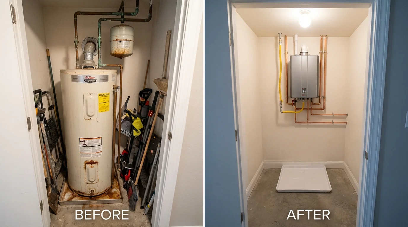 Tank water heater versus wall-mounted tankless unit comparison for Bloomfield Hills, MI homeowners